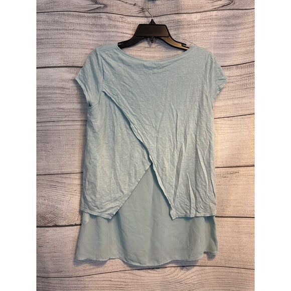 Lucky Brand Light Blue Layered Short Sleeve Crossback Top M - Picture 3 of 3